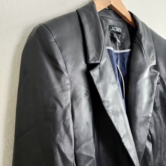 NEW J. Crew Willa Classic Black Faux Leather Blazer Size 6 - Picture 8 of 15